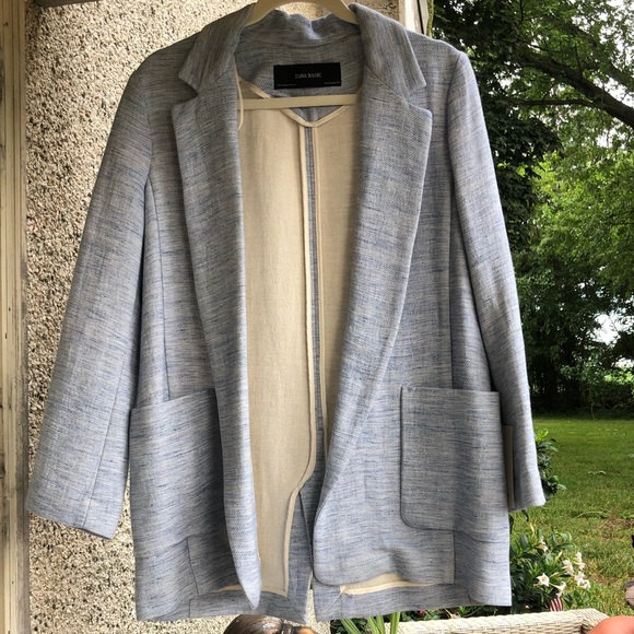 Zara Boyfriend Fit Blazer M Open Front Pockets NWT - Picture 10 of 11